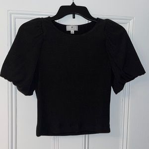 Socialite Ribbed Puff Sleeve Top, Small